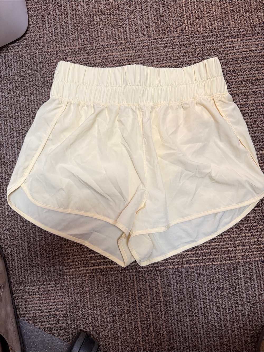 Yogalicious Pale Yellow Athletic Shorts with Elastic Waist